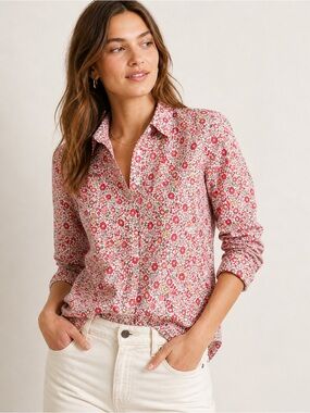 J.Crew Liberty Floral Shirt Slim Fit Red Pink Cotton Button Down NWT